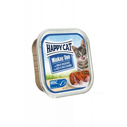 Happy Cat Minkas Duo Rind & Wildlachs (Marha & vadlazac) 100g