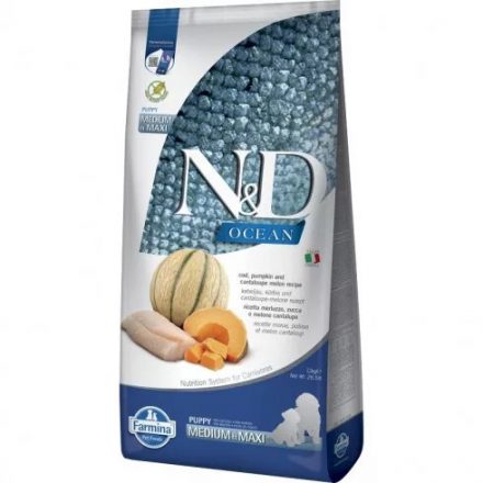 N&D Ocean Dog Tőkehal,Sütőtök&Sárgadinnye Puppy Medium/Maxi 2,5kg